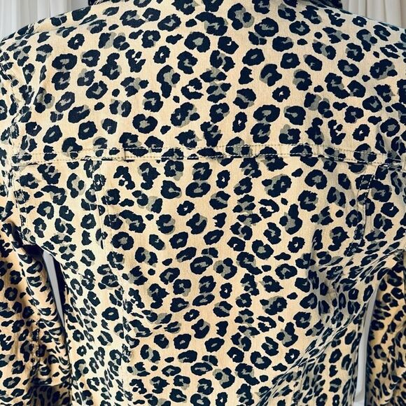 New Direction Women’s S Leopard Print Button Front Stretch Crop Jacket - Picture 7 of 8